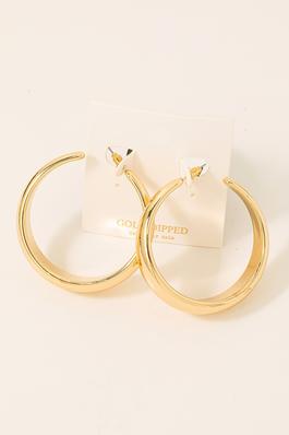 Gold Dipped Curved Hoop Earrings