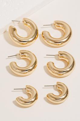 Assorted Tube Hoop Earrings Set