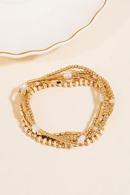 Assorted Beaded Elastic Layered Bracelet Set