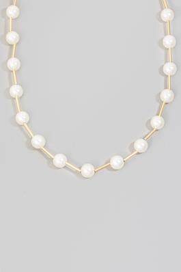 Pearl Bead Station Chain Necklace