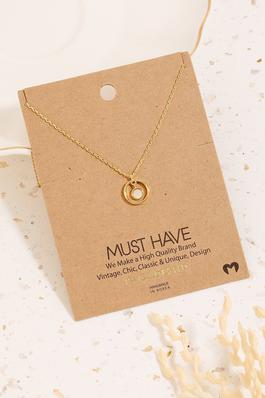 Gold Dipped Seashell Disc And Hoop Pendant Necklace