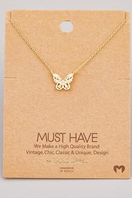 Mini Rhinestone Butterfly Pendant Necklace