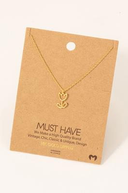 Gold Dipped Wire Rose Pendant Necklace