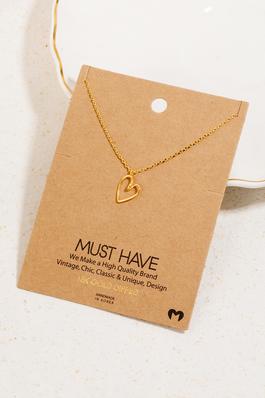 Gold Dipped Wire Heart Pendant Necklace