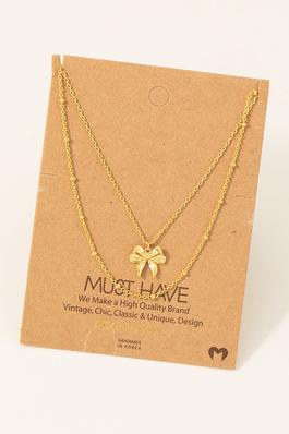 Gold Dipped Knotted Ribbon Pendant Necklace