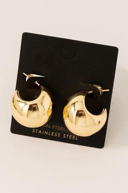 Stainless Steel Ball Hoop Earrings