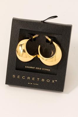 Secret Box Gold Dipped Curved Wide Hoop Earrings