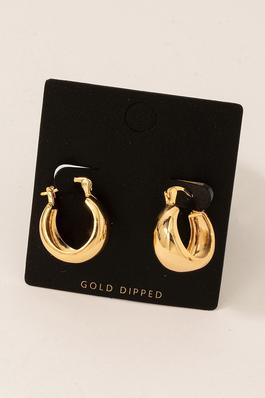 Gold Dipped Beveled Latch Hoop Earrings