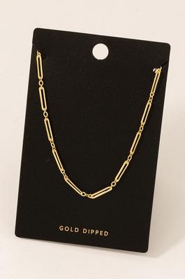 Gold Dipped Dainty Oval Chain Necklace