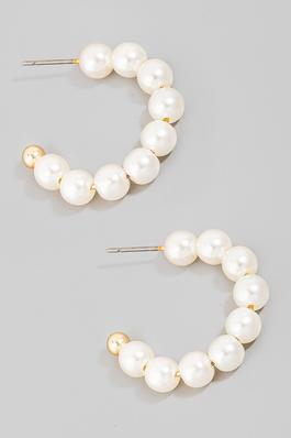 Large Pearl Beaded Hoop Earrings