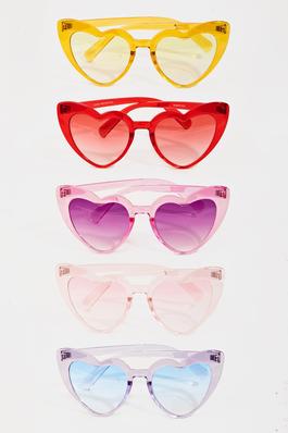 Acetate Heart Frame Sunglasses Set