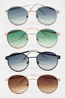 Grooved Metallic Frame Sunglasses