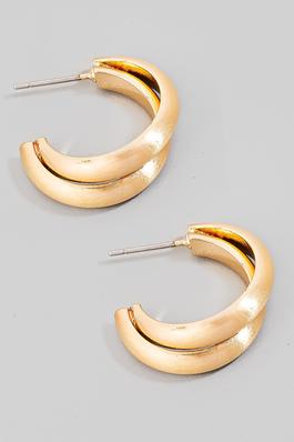 Layered Brushed Metallic Hoop Earrings