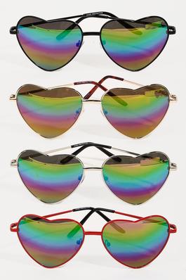 Mirrored Heart Frmae Sunglasses Set