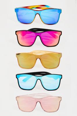 Multi Color Acetate Shield Sunglasses Set