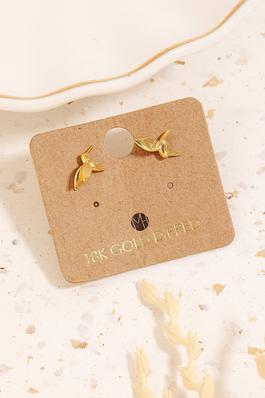Gold Dipped Humming Bird Stud Earrings