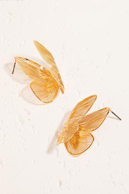 Thin Metallic Butterfly Stud Drop Earrings