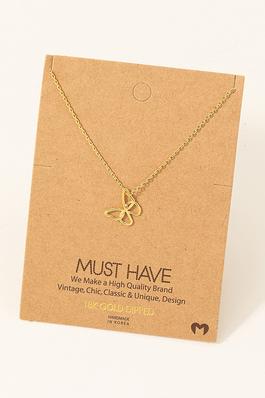 Gold Dipped Wire Butterfly Pendant Necklace