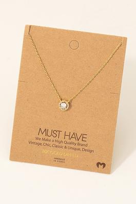 Gold Dipped Cubic Zirconia Halo Pendant Necklace