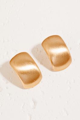 Brushed Metallic Rectangle Shield Earrings