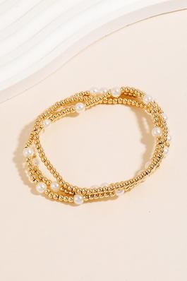 Pearl And Metallic Beaded Bracelet Set