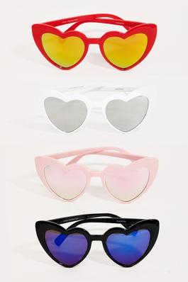 Acetate Heart Cat Eye Sunglasses Set