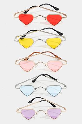 Colorful Small Heart Frame Lens Sunglasses Set