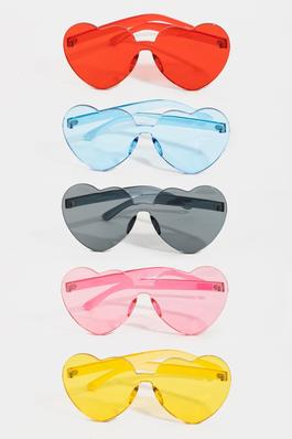 Rimless Heart Sunglasses Set