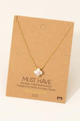 Gold Dipped Mother Of Pearl Clover Pendant Necklace