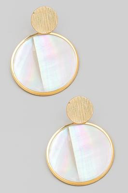 Pearly Disc Dangle Earrings