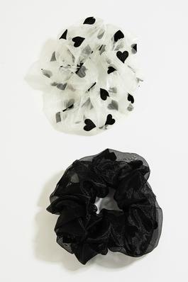 Two Piece Heart Print Scrunchie Set