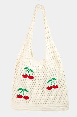 Cherry Print Net Shoulder Bag