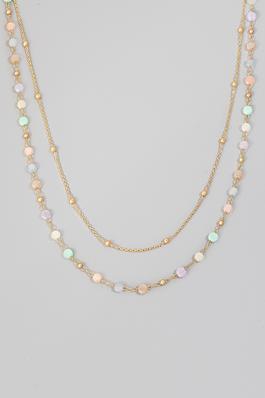 Layered Station Beaded Chain Necklace
