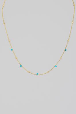 Metallic And Rhinestone Station Beaded Chain Necklace