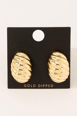 Gold Dipped Croissant Shield Stud Earrings