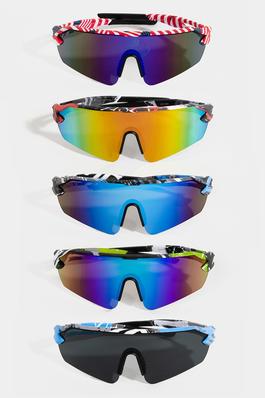 Textured Frame Sports Sunglasses Set