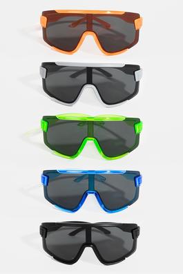 Neon Color Shield Sunglasses Set