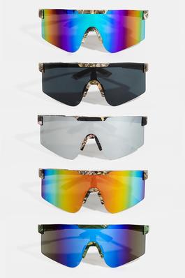 Mirrored Lens Shield Sunglasses Set