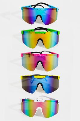 Paint Splatter Oversized Shield Sunglasses Set
