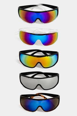 Mirrored Shield Fashion Sunglasses Set