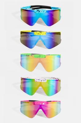 Rimless Paint Splatter Shield Sunglasses Set