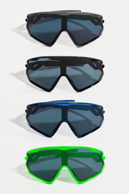 Acetate Frame Oversized Shield Sunglasses Set