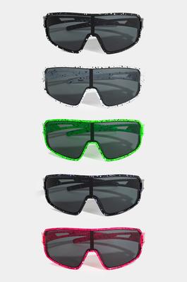 Paint Splatter Frame Shield Sunglasses Set