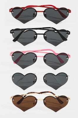 Rimless Heart Lens Sunglasses Set