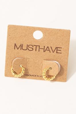 Small Gold Twist Huggie Earrings