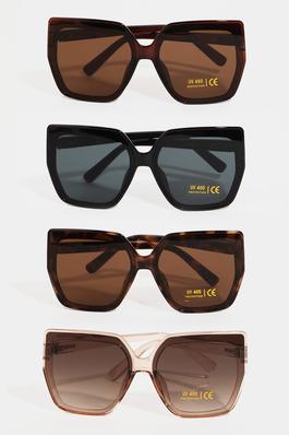 Metallic Accent Large Square Sunglasses