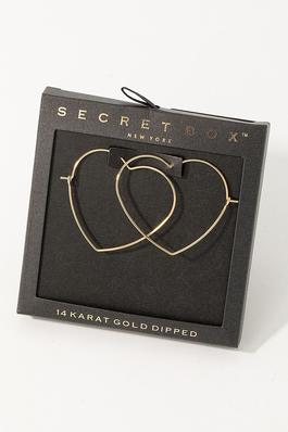 Secret Box Heart Outline Hoop Earrings