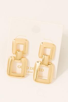 Gold Dipped Square Chain Link Drop Earrings
