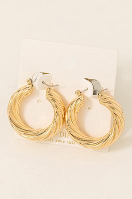 Twisted Metallic Latch Hoop Earrings