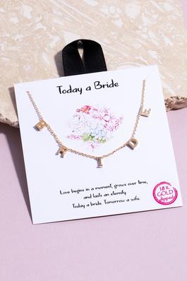 Gold Dipped Bride Charms Chain Necklace